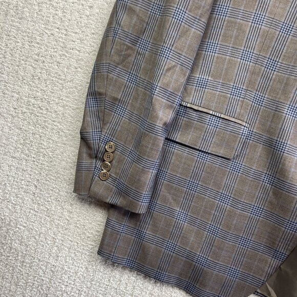 Coppley Biella Brown / Blue Plaid Sport Coat Jacket Super 130's Wool Sz 42R - Picture 5 of 16